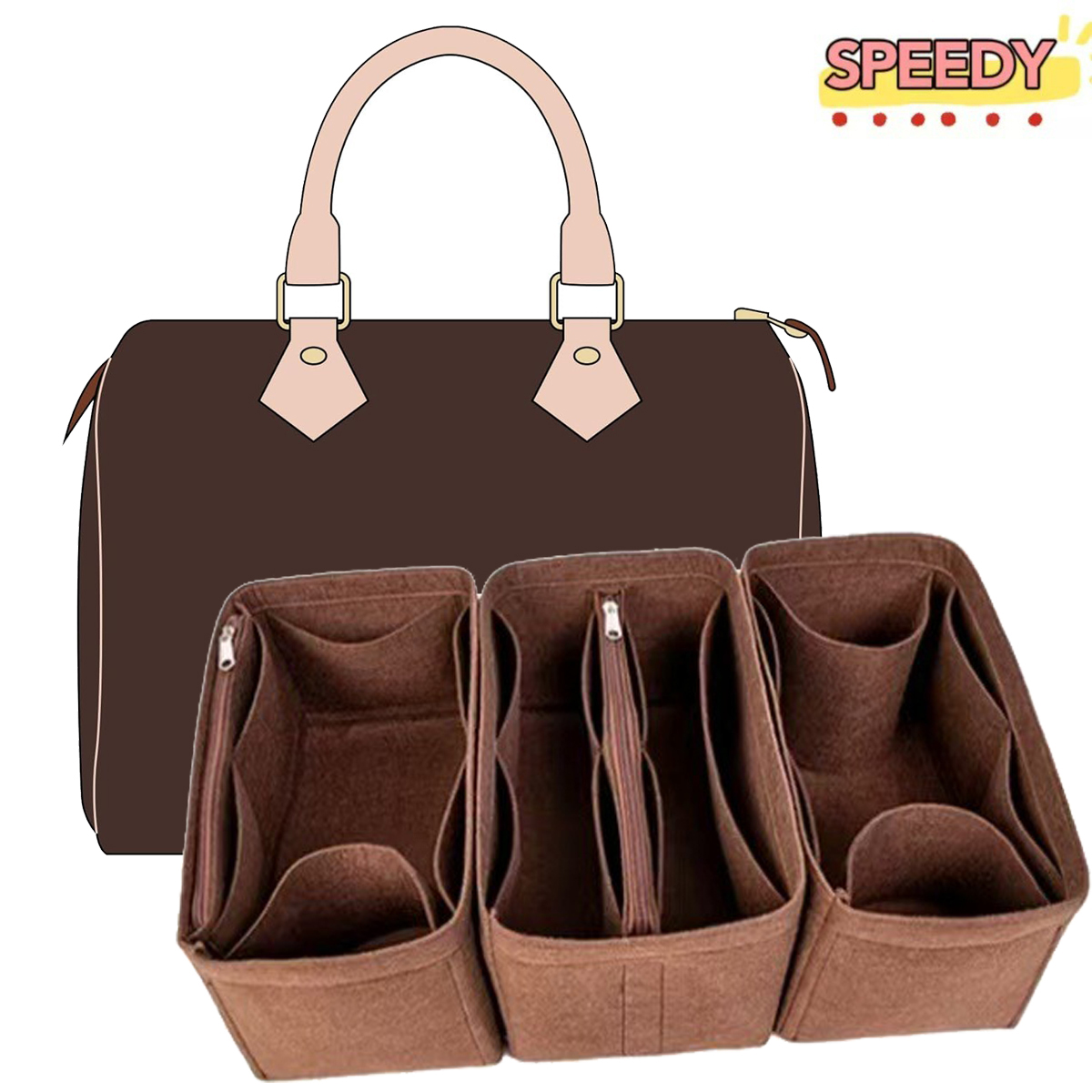 Backpack Insert Organizer - Съемный фетровый кошелек-органайзер для роскошной сумки